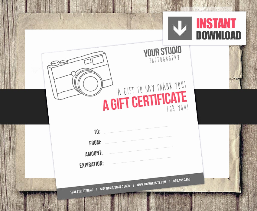 Photography Gift Certificate Template Unique Gift Card Gift Certificate Template for Graphers Camera