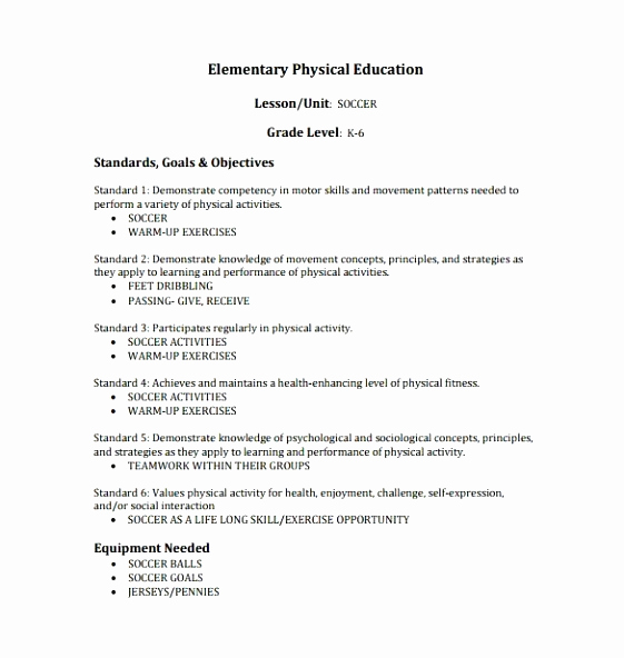 Phys Ed Lesson Plan Template Best Of 8 Physical Education Unit Plan Template Aaery