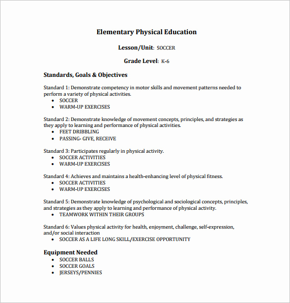 Phys Ed Lesson Plan Template Elegant Physical Education Lesson Plan Template 7 Free Pdf