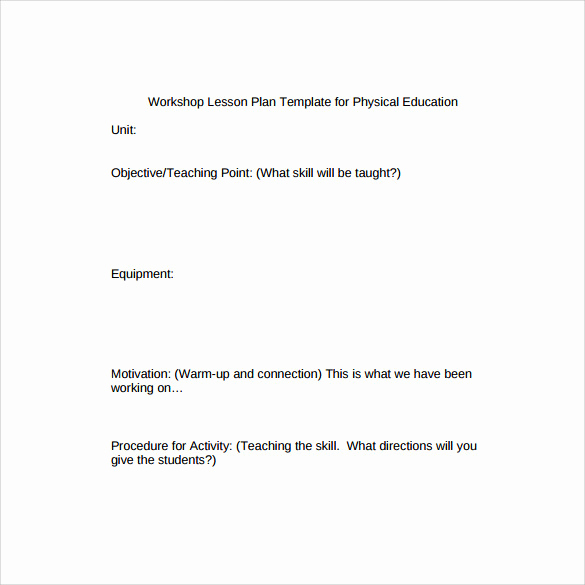 Phys Ed Lesson Plan Template Unique Sample Physical Education Lesson Plan 14 Examples In