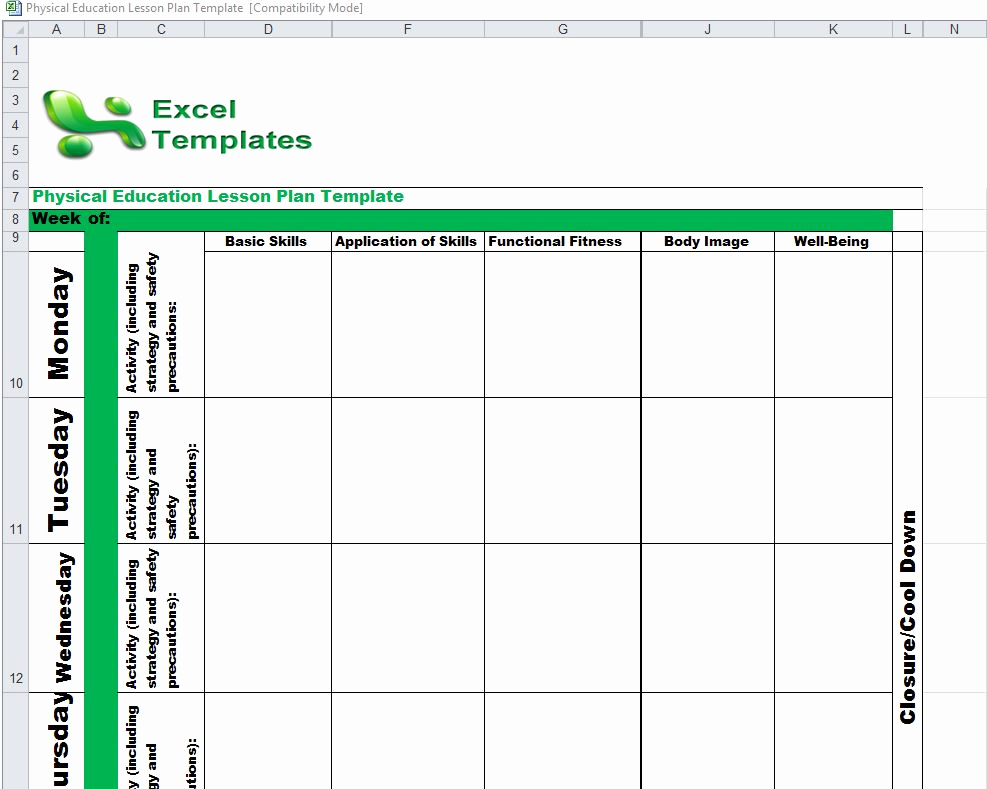 Physical Education Lesson Plan Templates Beautiful Physical Education Lesson Plan Template