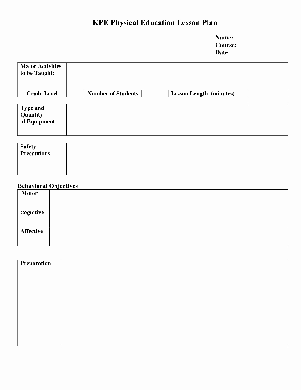 Physical Education Lesson Plans Template Luxury Lesson Plan Template Pe Lesson Plan Template