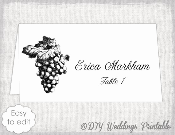 Place Card Templates Word Lovely Place Card Template Grapes Name Card Templates
