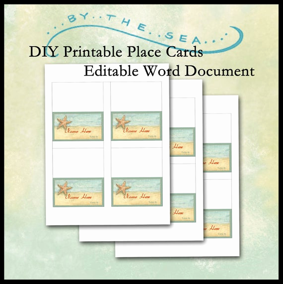 Place Card Templates Word New Diy Printable Place Card Template by the Sea Beach Starfish