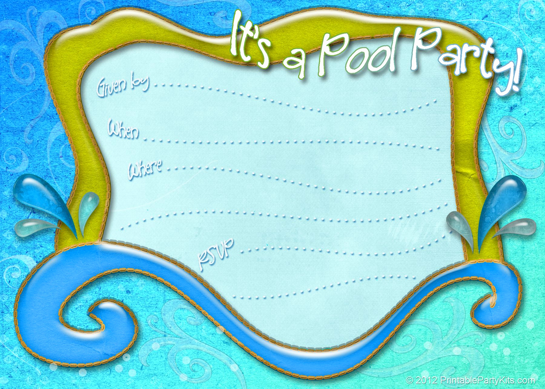 Pool Party Invites Templates Beautiful Free Printable Pool Party Invitation Template From