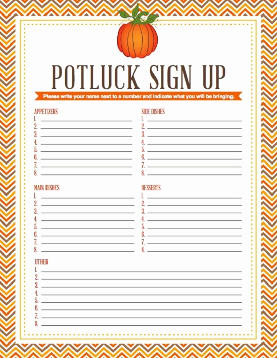 Pot Luck Sign Up Sheet Elegant Potluck Dinner Sign Up Sheet Printable