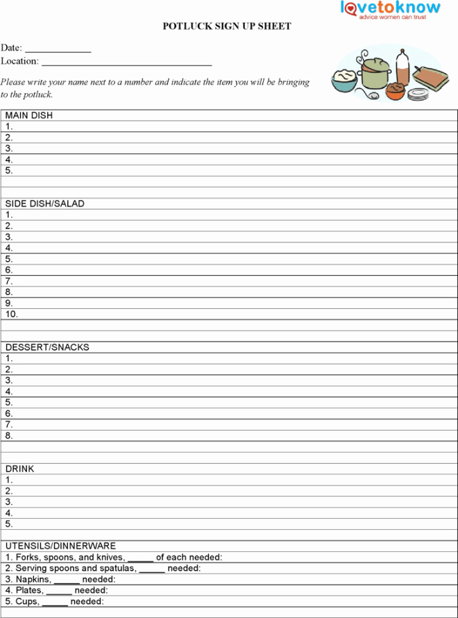 Potluck Sign Up Template Awesome 4 Potluck Sign Up Sheet Templates Word Excel Templates