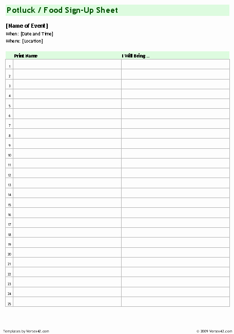 Potluck Sign Up Template Best Of Sign Up Sheets Potluck Sign Up Sheet