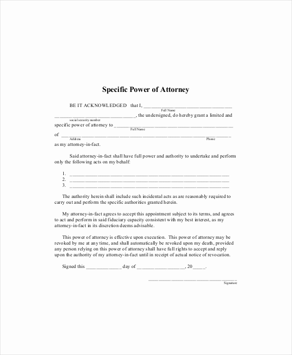 Power Of attorney Example Beautiful Power Of attorney 10 Free Word Pdf Documents Download