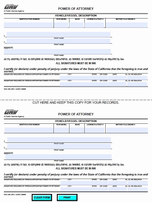 Power Of attorney form Pdf Best Of Free Vehicle Power Of attorney form for California – Adobe Pdf