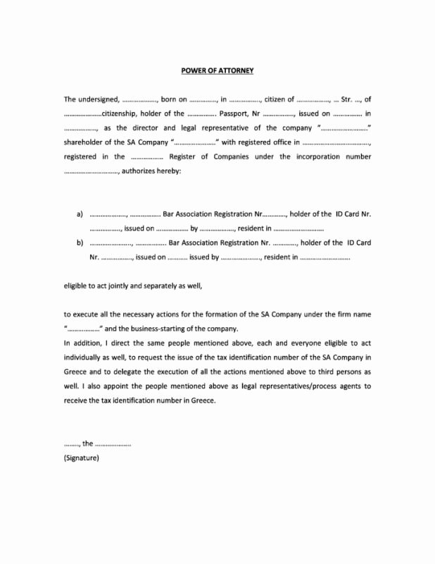 Power Of attorney Letter Best Of Power attorney Letter Sample