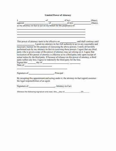 Power Of attorney Pdf Awesome Limited Power Of attorney form Download Create Fill