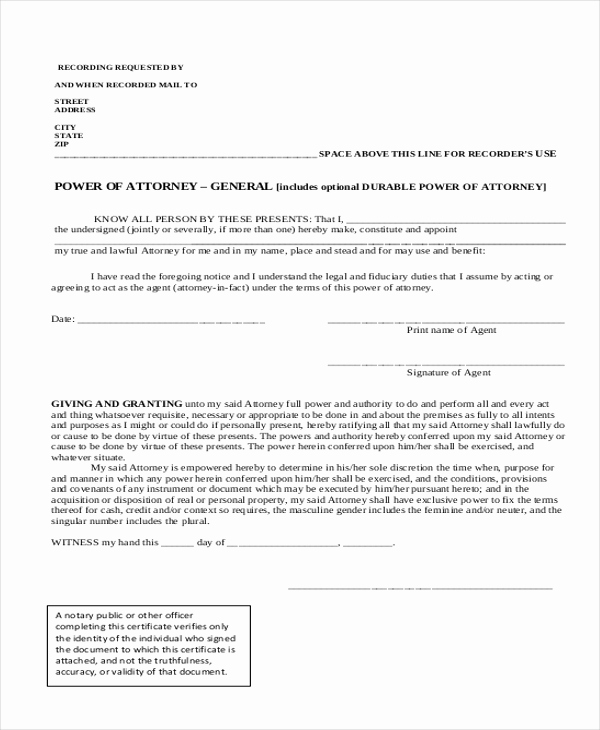 Power Of attorney Pdf Unique Sample General Power Of attorney form 10 Free Documents
