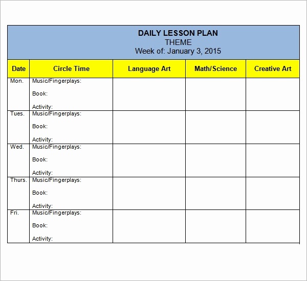 Pre Kindergarten Lesson Plan Template Awesome Preschool Lesson Plan Template 10 Download Free