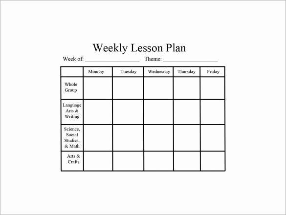 Pre Kindergarten Lesson Plan Template Inspirational Weekly Lesson Plan Template 8 Free Word Excel Pdf