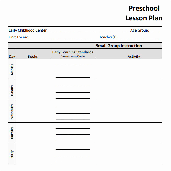Pre Kindergarten Lesson Plan Template Luxury Sample Preschool Lesson Plan 10 Pdf Word formats
