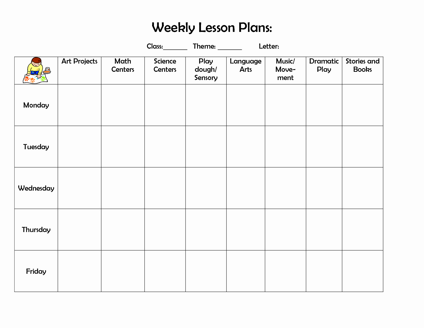 Prek Lesson Plan Template New Infant Blank Lesson Plan Sheets