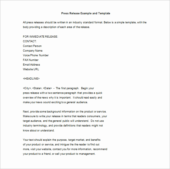 Press Release format Template Fresh 28 Press Release Template Word Excel Pdf