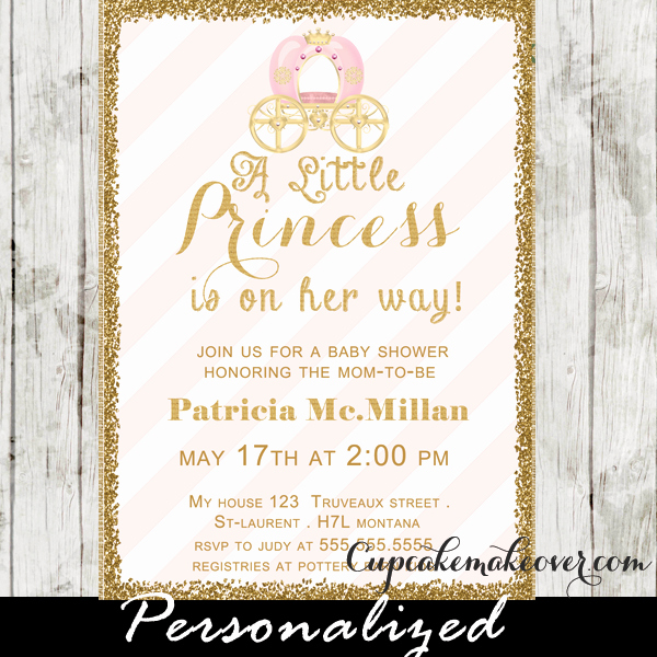Princess Baby Shower Invitations Awesome Pink Gold Glitter Royal Princess Baby Shower Invitation
