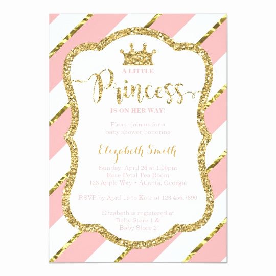 Princess Baby Shower Invitations Unique Little Princess Baby Shower Invite Faux Glitter Card