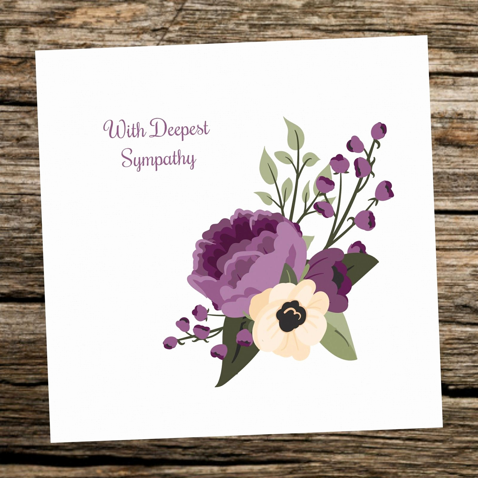 Print Out Sympathy Cards Awesome Handmade Deepest Sympathy Condolence Card Purple Flower
