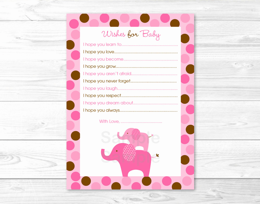 Printable Baby Shower Cards Awesome Pink Polka Dot Elephant Printable Baby Shower Wishes for