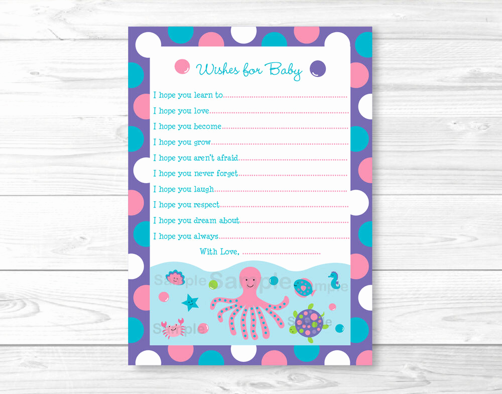 Printable Baby Shower Cards Best Of Under the Sea Nautical Pink Printable Baby Shower Wishes