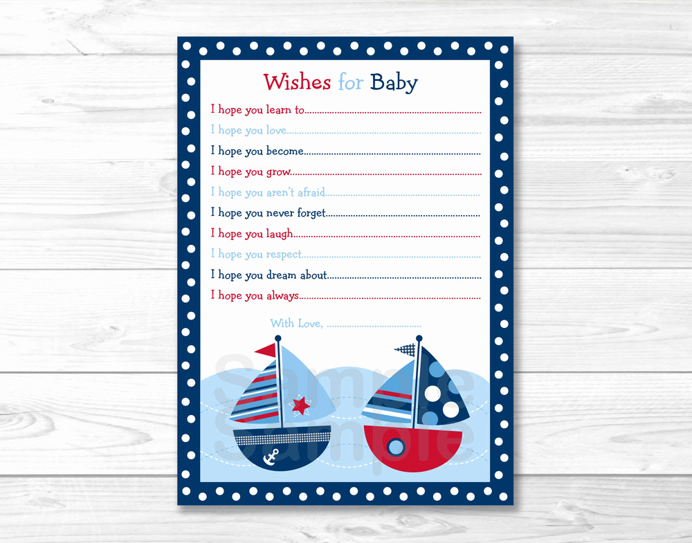 Printable Baby Shower Cards Inspirational Sail Away Sailboat Nautical Printable Baby Shower Wishes