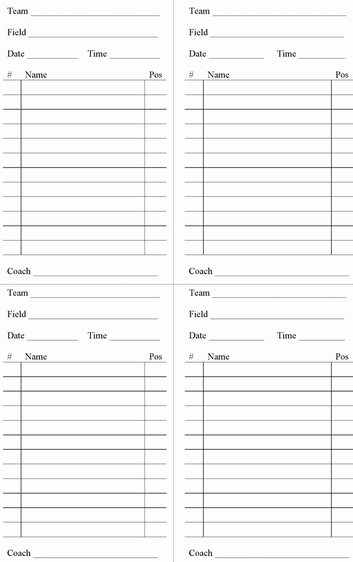 Printable Baseball Lineup Cards New 23 Of Kickball Team Roster Template