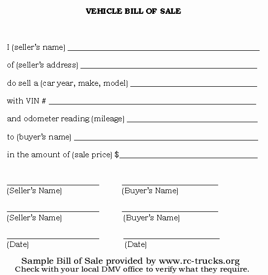 Printable Bill Of Sale form Fresh Car Bill Sale Sample Free Printable forms