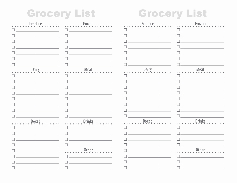 Printable Blank Grocery List Inspirational 28 Free Printable Grocery List Templates