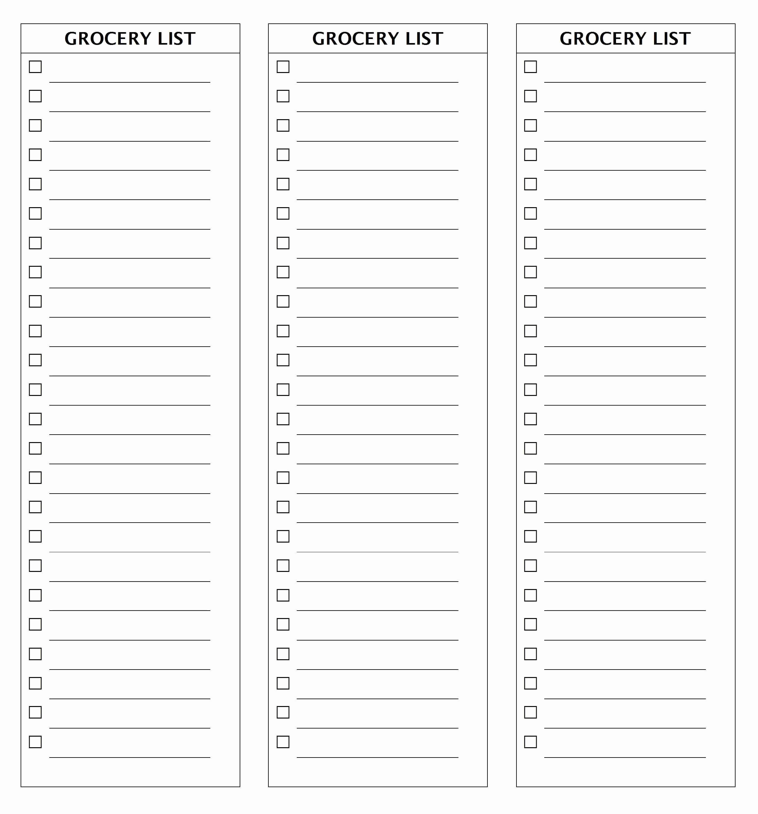 Printable Blank Grocery List Lovely 28 Free Printable Grocery List Templates