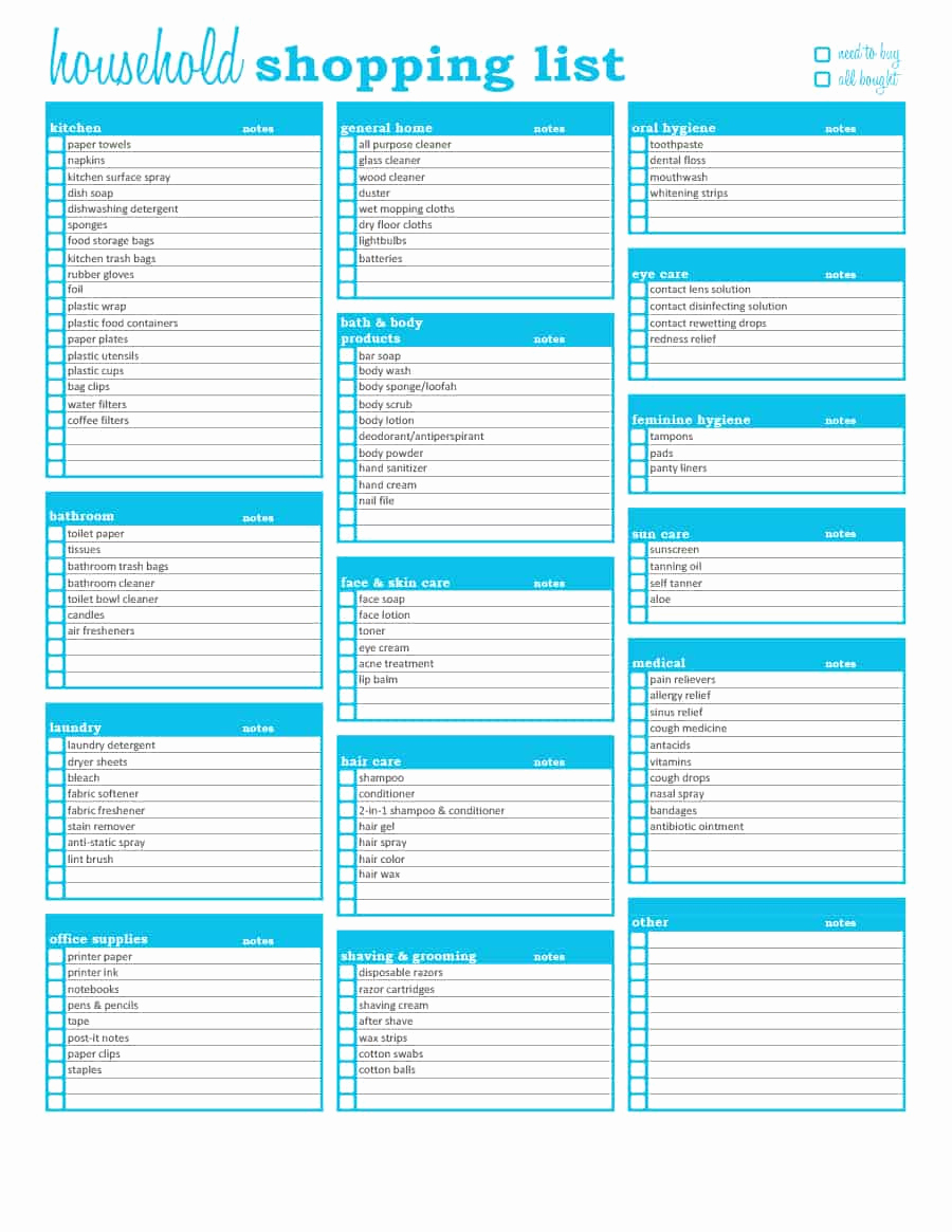 Printable Blank Grocery List Lovely 40 Printable Grocery List Templates Shopping List