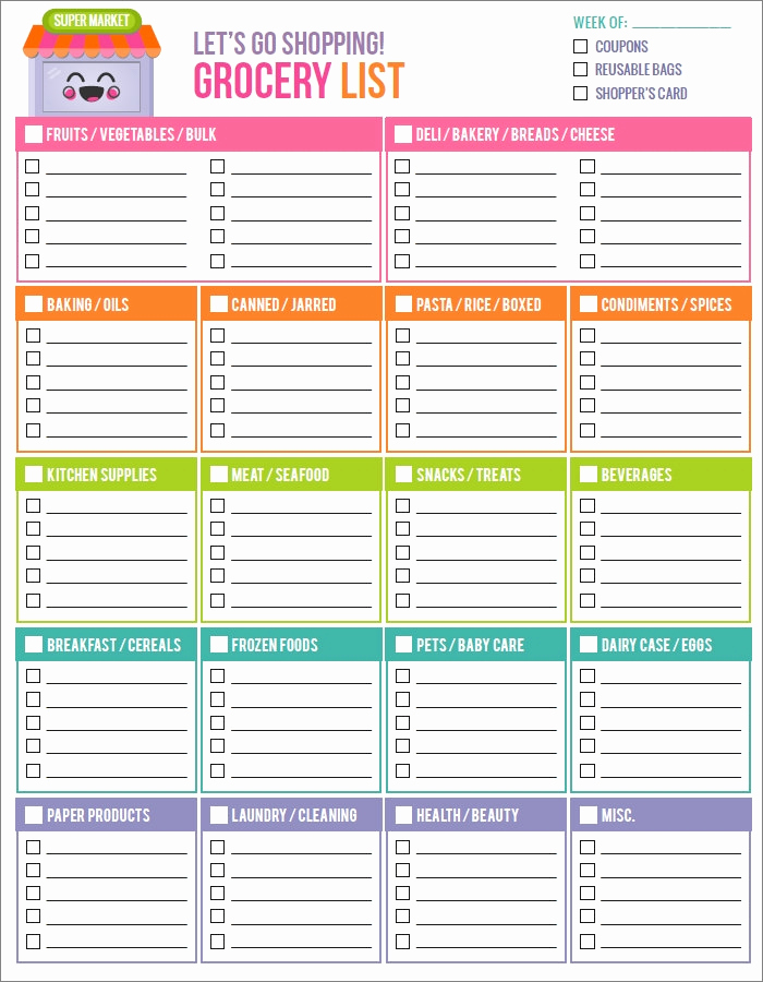 Printable Blank Grocery List Lovely Grocery List Template 7 Free Word Pdf Documents