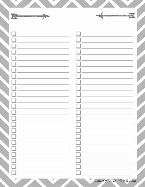 Printable Blank Grocery List Unique Free organizational Printables some Of This and that