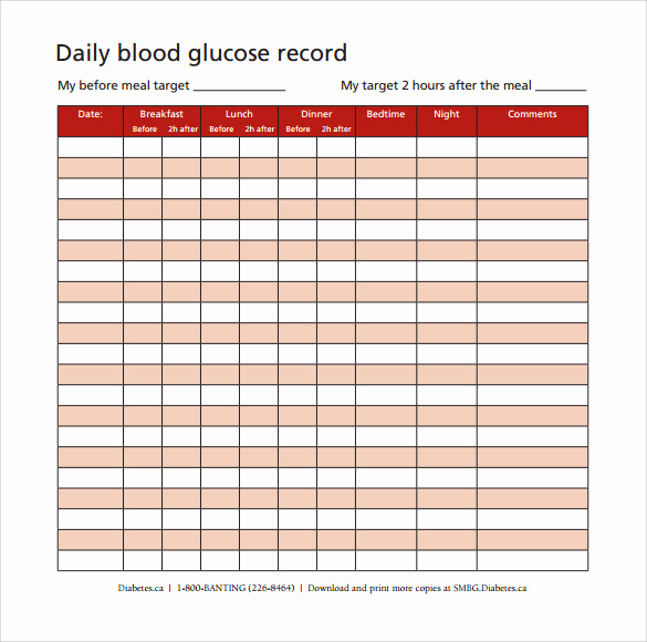 Printable Blood Glucose Chart Beautiful Sample Blood Glucose Chart 7 Documents In Pdf