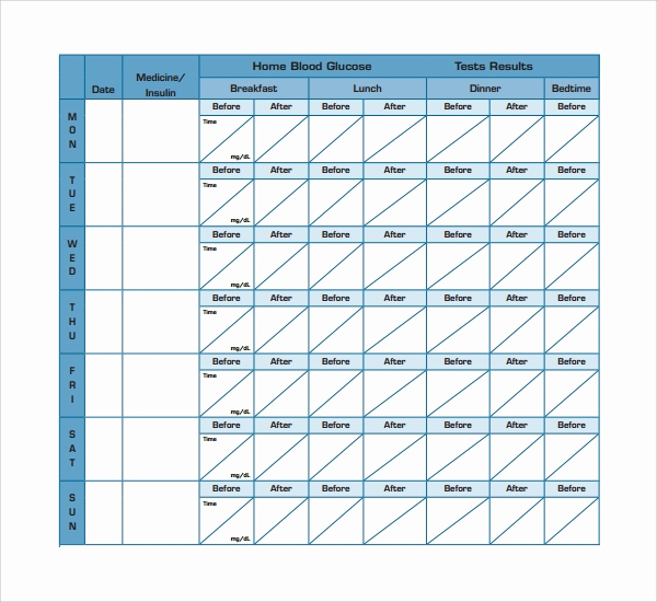 Printable Blood Glucose Chart Elegant Sample Blood Sugar Log Template 8 Free Documents In Pdf