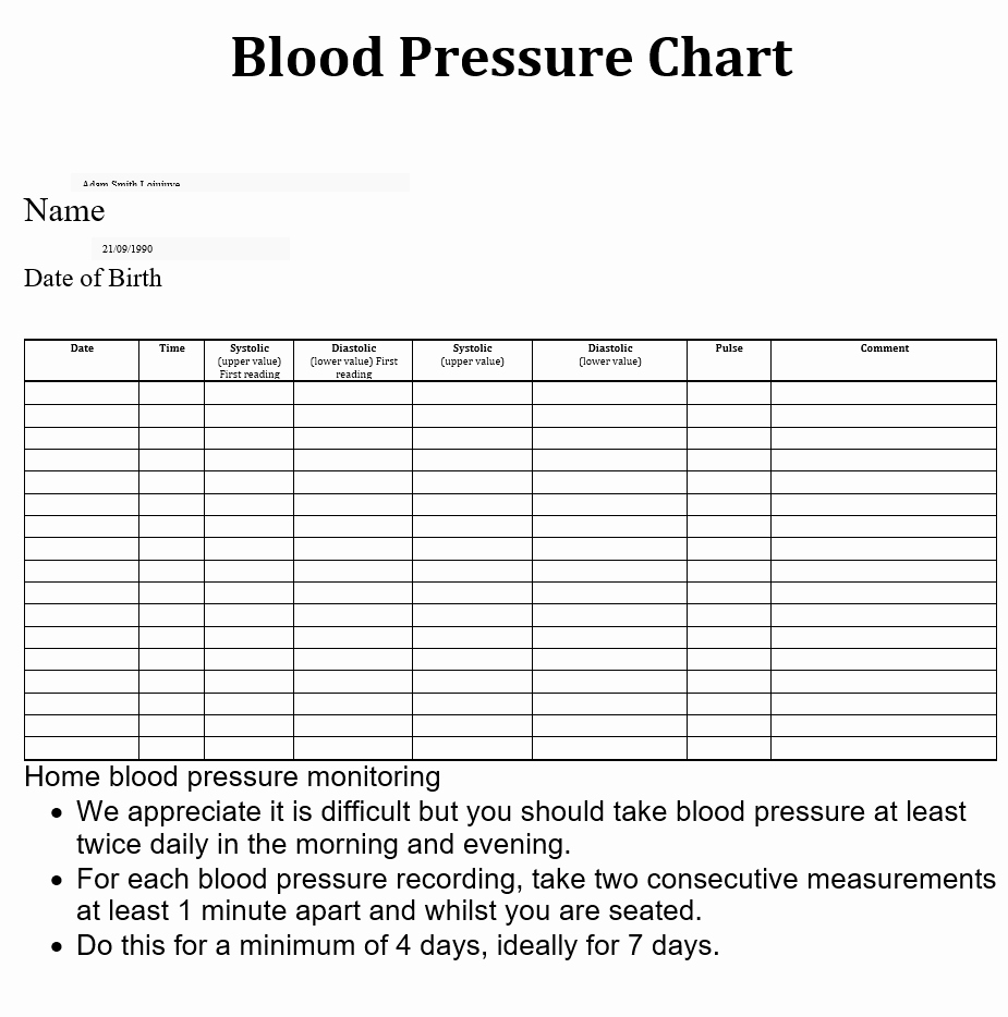 Printable Blood Pressure Chart Beautiful 19 Blood Pressure Chart Templates Easy to Use for Free