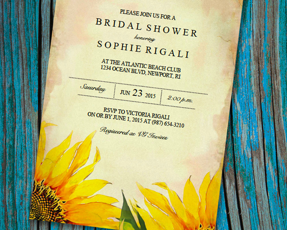 Printable Bridal Shower Invitations Fresh Printable Bridal Shower Invitation Template Vintage Sunflower