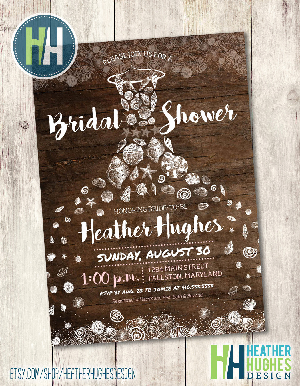 Printable Bridal Shower Invitations Luxury Rustic Beach Bridal Shower Invite Printable Invitation