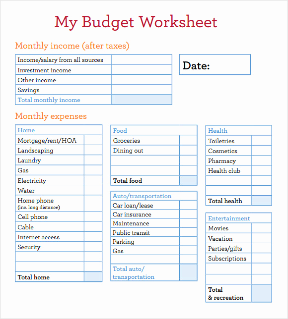 Printable Budget Worksheet Pdf New 8 Sample Bud Worksheets