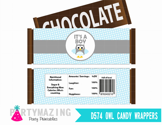 Printable Candy Bar Wrappers Beautiful Owl Baby Shower Printable Candy Wrappers Owl Chocolate