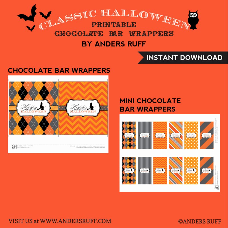Printable Candy Bar Wrappers Fresh Classic Halloween Design Kit Printable Chocolate Bar