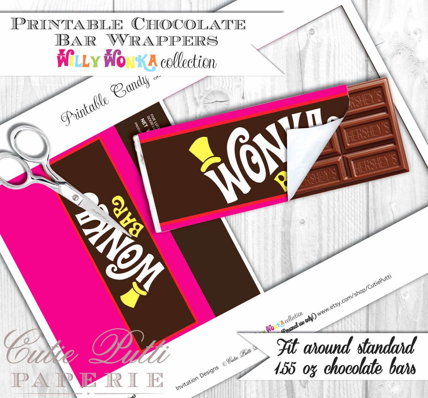 Printable Candy Bar Wrappers New Willy Wonka Party Candy Party Printable Chocolate Bar