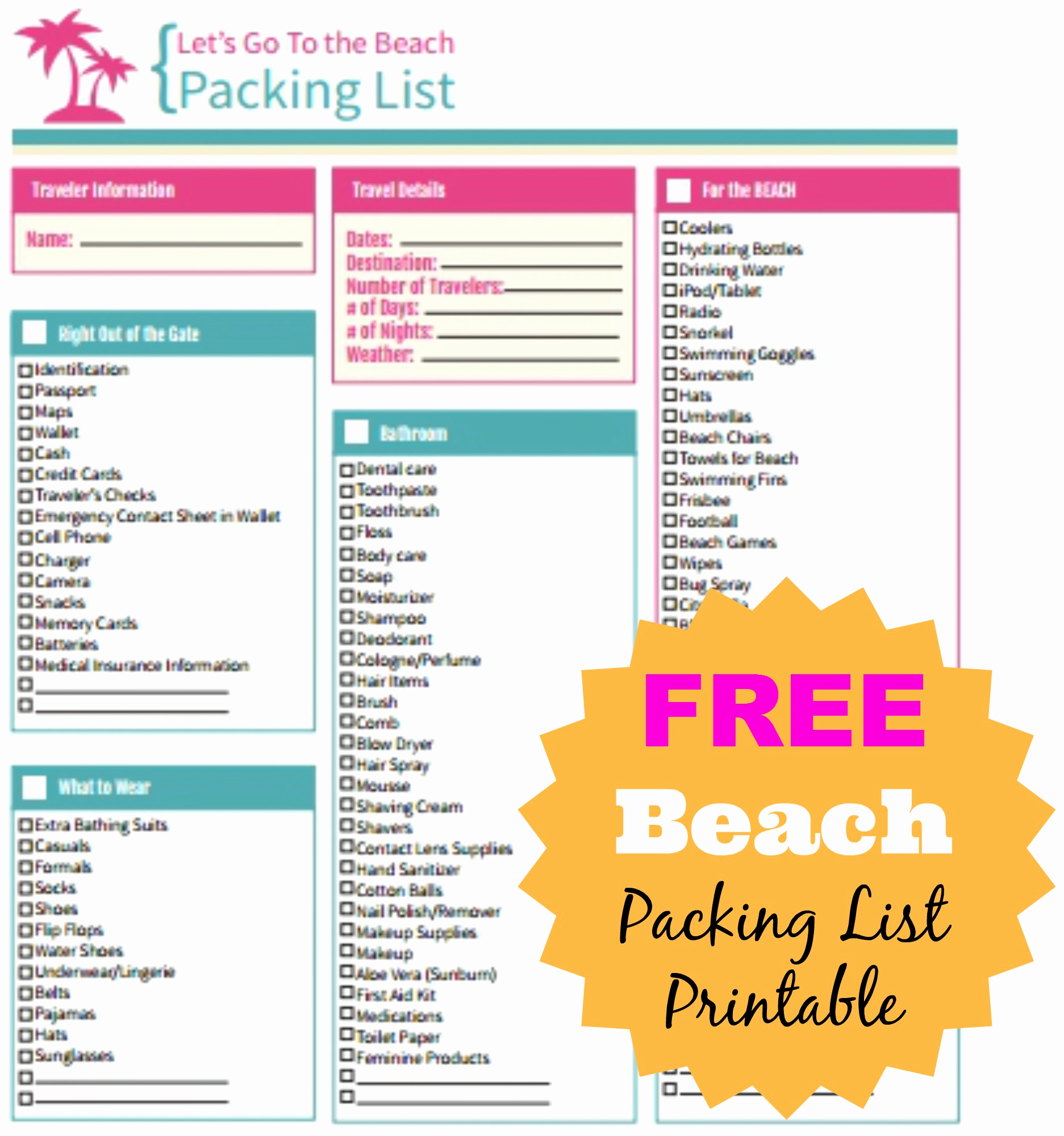 Printable Cruise Packing List Inspirational Free Beach Packing List Printable