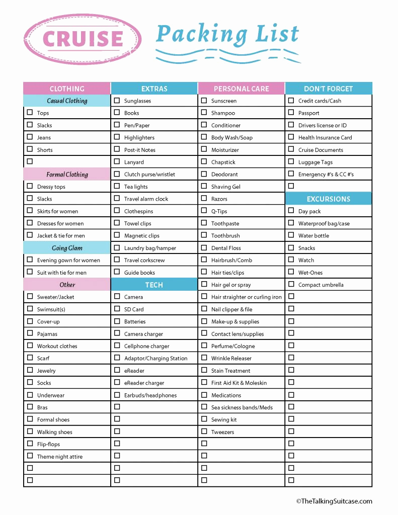 Printable Cruise Packing List Lovely 20 Things to Pack for A Cruise Plus Printable Packing