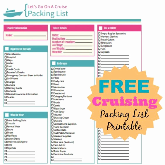 Printable Cruise Packing List Unique Free Cruise Packing List Printable