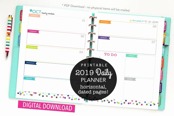 2019 daily planner printable inserts