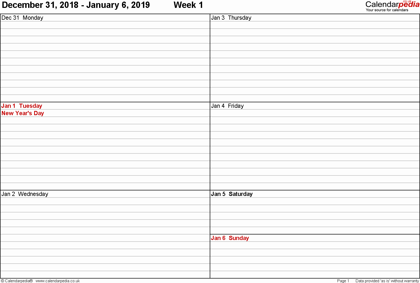 Printable Daily Planner 2019 New Weekly Calendar 2019 Uk Free Printable Templates for Pdf