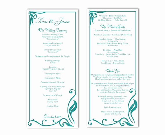 Printable event Program Template Best Of Wedding Program Template Diy Editable Text Word File